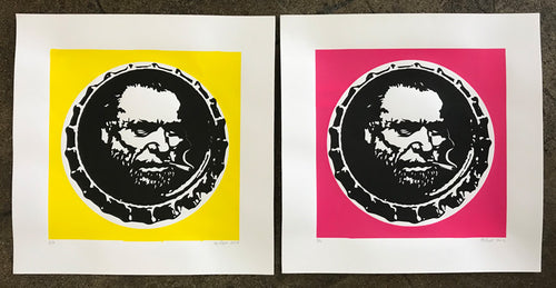 Charles Bukowski Bottle Cap Prints by Elvis Segarich